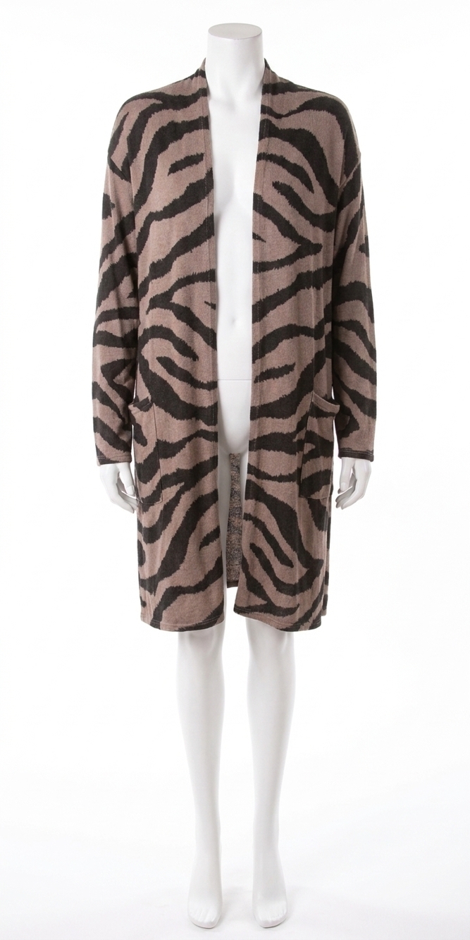 NEW GIGI MODA zebra knit one size cardigan in taupe